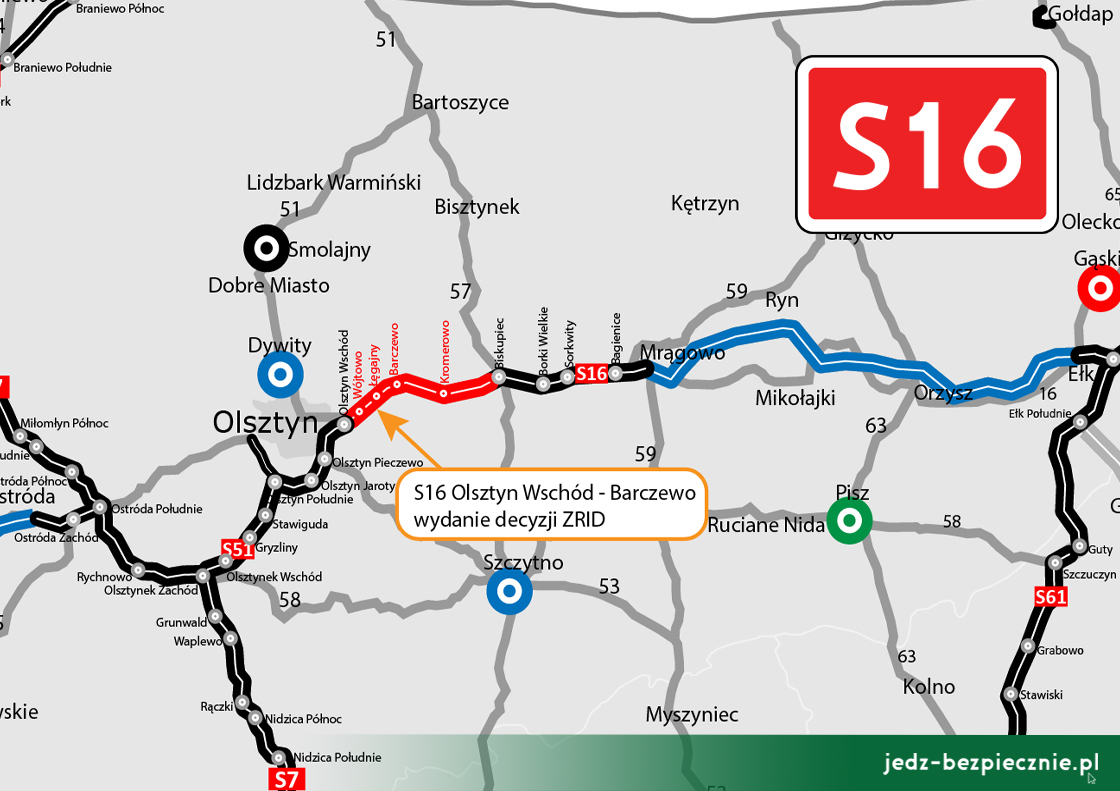 Wydanie decyzji o Zezwoleniu na realizację inwestycji drogowej S16 Olsztyn - Barczewo, woj. warmińsko-mazurskie | Jedź Bezpiecznie